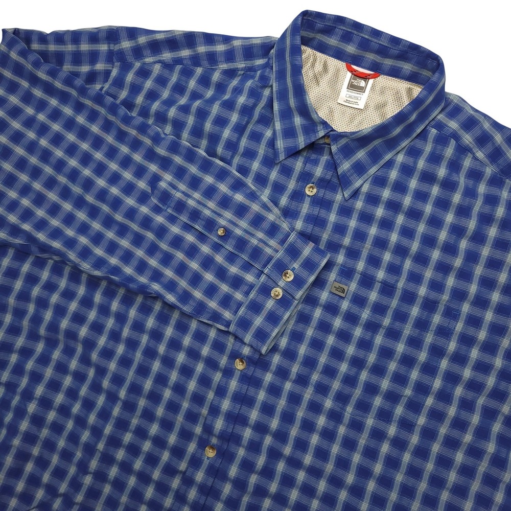 The North Face Shirt Mens 2XL Blue Plaid Long Sleeve Button Up Outdoor